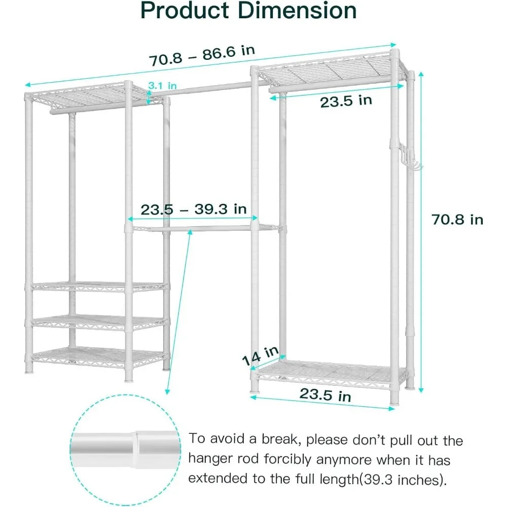 Expandable Closet Organizers and Storage with 4 Hanging Rods