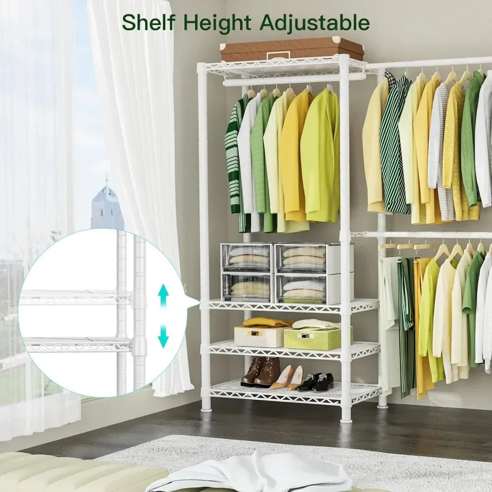 Expandable Closet Organizers and Storage with 4 Hanging Rods