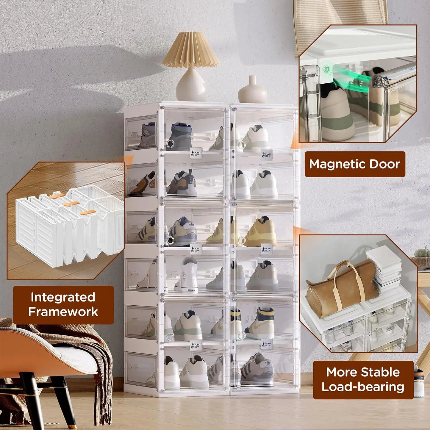 Clear Foldable Shoe Rack Closet Shoe Storage Box