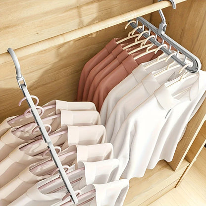 3pcs Foldable 9-Hole Hangers – Heavy Duty Space-Saving Closet Organizer