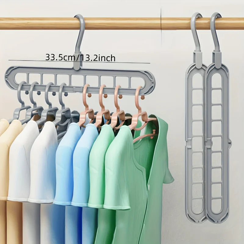 3pcs Foldable 9-Hole Hangers – Heavy Duty Space-Saving Closet Organizer