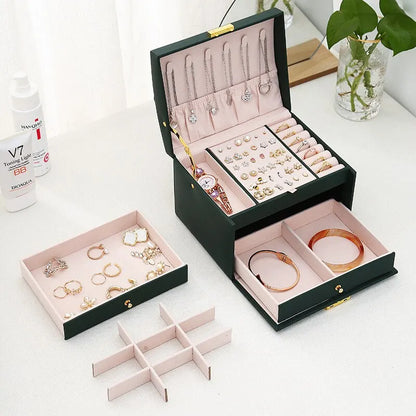 Three Layer Leather Jewelry Box