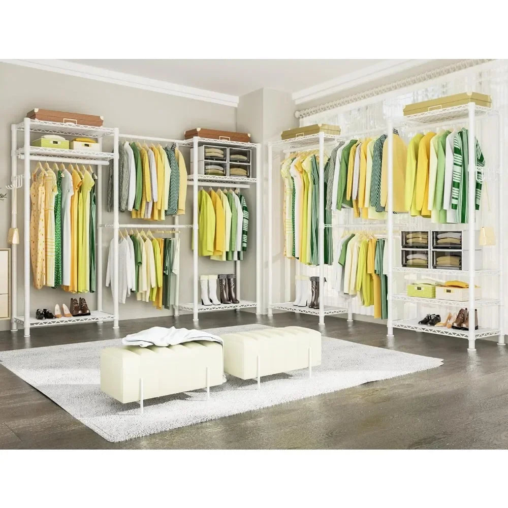 Expandable Closet Organizers and Storage with 4 Hanging Rods