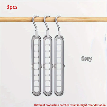 3pcs Foldable 9-Hole Hangers – Heavy Duty Space-Saving Closet Organizer