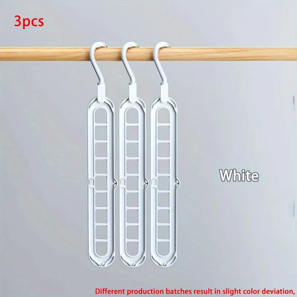 3pcs Foldable 9-Hole Hangers – Heavy Duty Space-Saving Closet Organizer