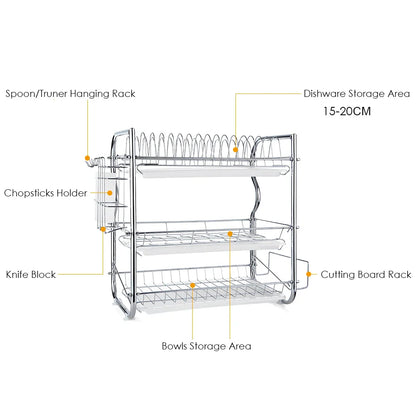 Multi-functional 3-Tier Dish Rack