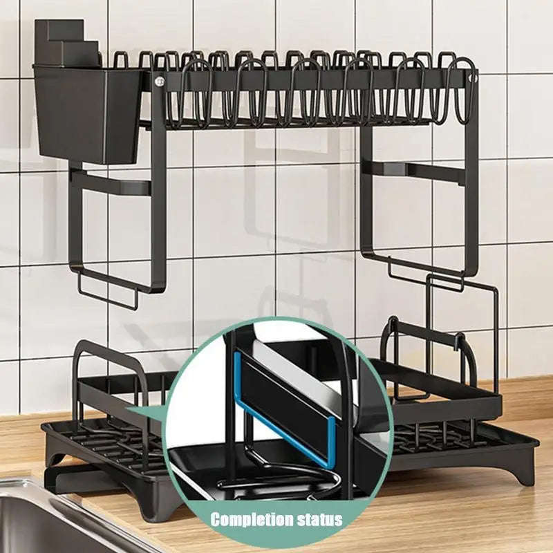 Dish Drying Rack with Cup Holder