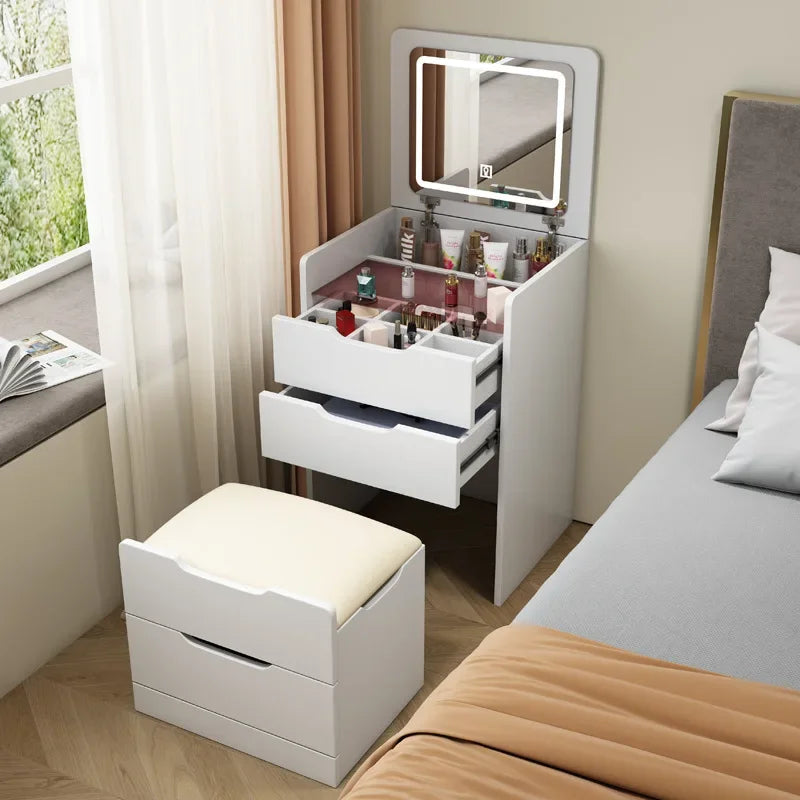 Modern Simple Small Apartment Dressing Table Flip Integrated Locker Bedside Mini Makeup Table Chest of Drawers Dresser