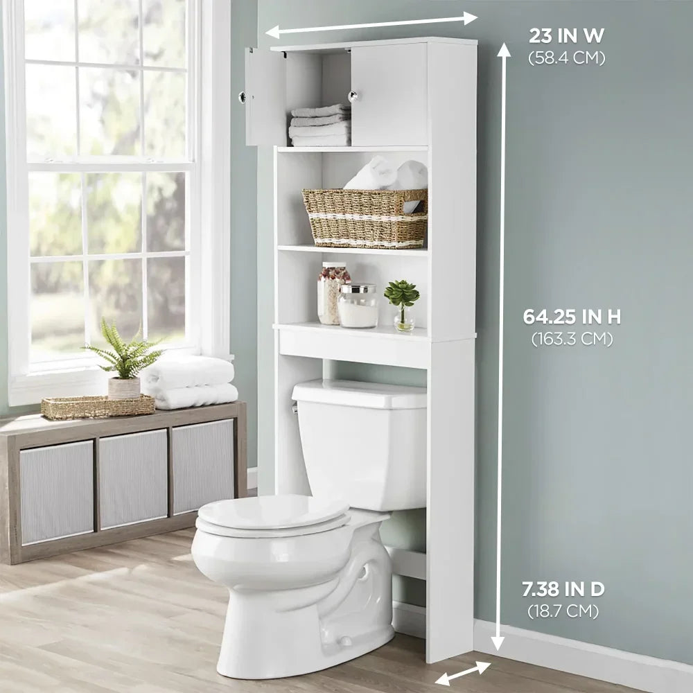 White Bathroom Cabinet with 3 Fixed Shelves