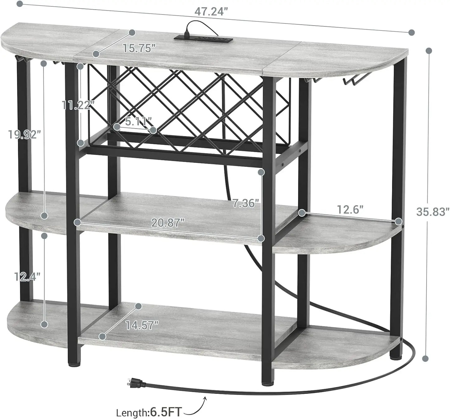 Liquor Glass Holder Wine Rack Storage with Outlet and LED Light