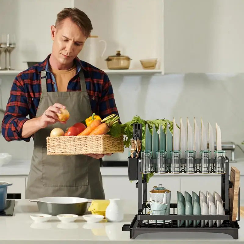 Dish Drying Rack with Cup Holder