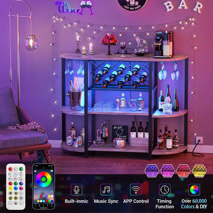 Liquor Glass Holder Wine Rack Storage with Outlet and LED Light