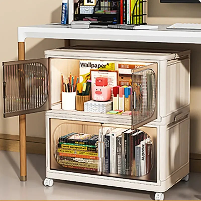 Double Opening Doors Large Capacity Collapsible Plastic Storage Bins with Lids and Wheels