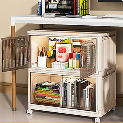 Double Opening Doors Large Capacity Collapsible Plastic Storage Bins with Lids and Wheels