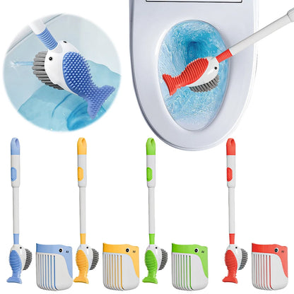 Cartoon Whale Toilet Brush with Wall Holder – Cute Bathroom Cleaning Tool