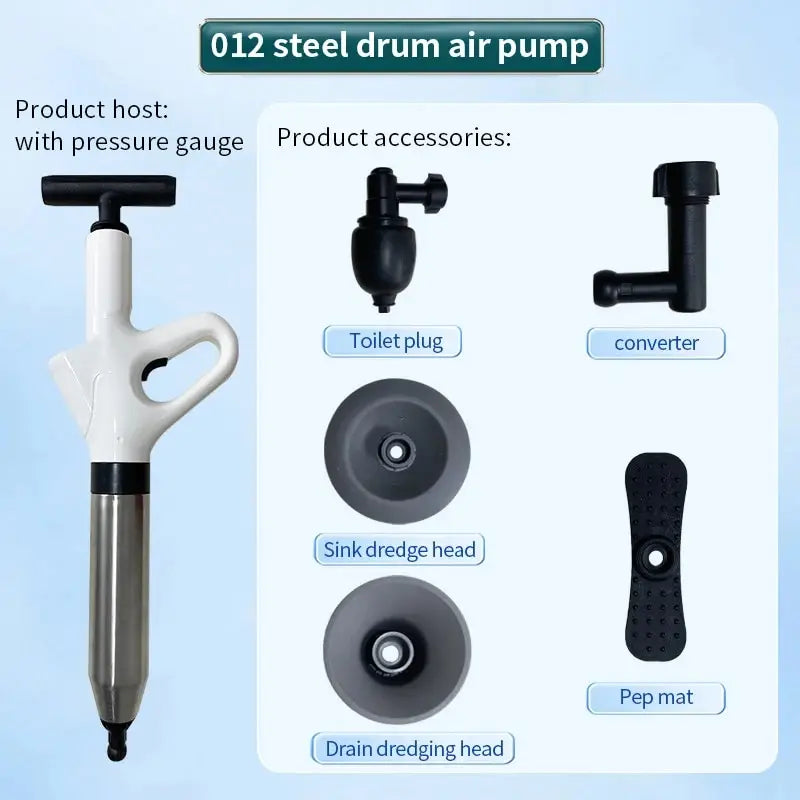 Stainless Steel Toilet Pipe Dredger Pneumatic Household High-pressure Dredging