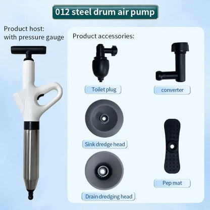 Stainless Steel Toilet Pipe Dredger Pneumatic Household High-pressure Dredging