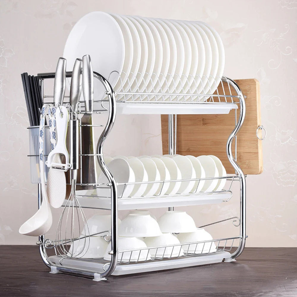 Multi-functional 3-Tier Dish Rack