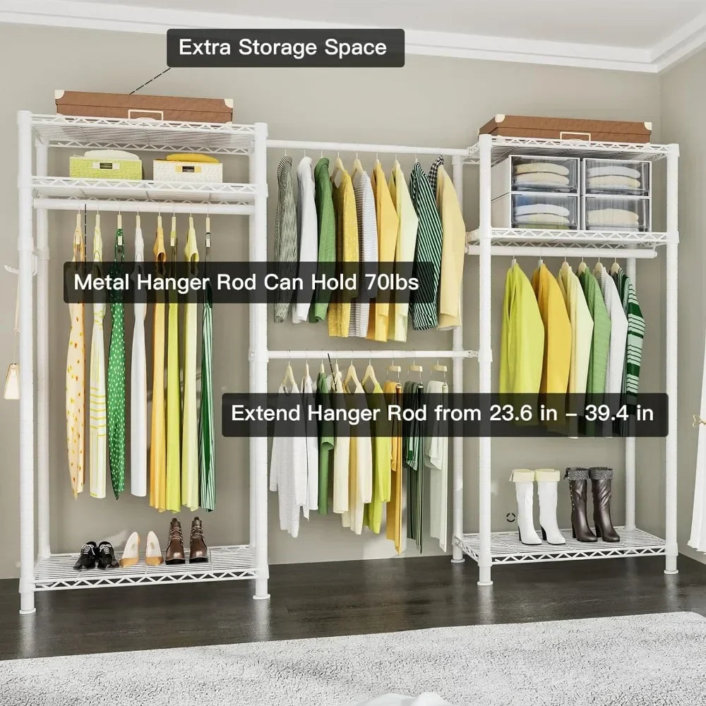 Expandable Closet Organizers and Storage with 4 Hanging Rods