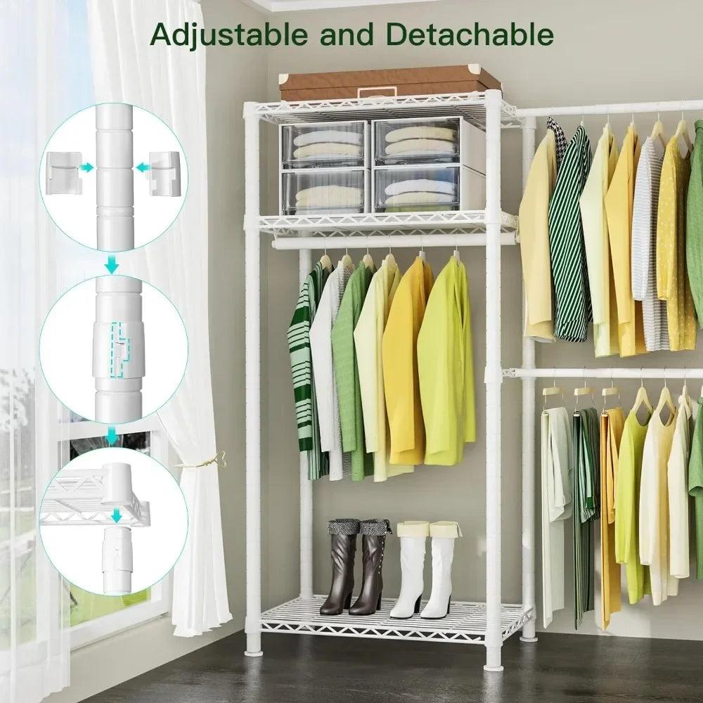 Expandable Closet Organizers and Storage with 4 Hanging Rods