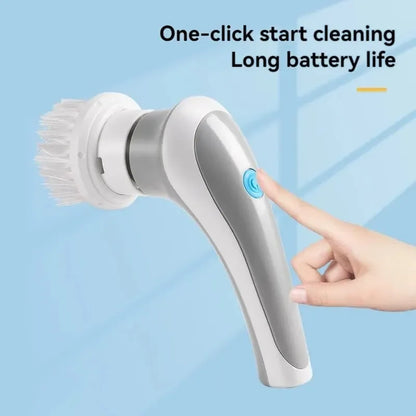 Multifunctional electric cleaning brush for bathroom, windows, kitchen, and automotive cleaning tools.