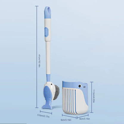 Cartoon Whale Toilet Brush with Wall Holder – Cute Bathroom Cleaning Tool