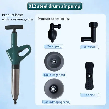 Stainless Steel Toilet Pipe Dredger Pneumatic Household High-pressure Dredging