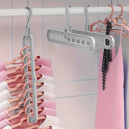 3pcs Foldable 9-Hole Hangers – Heavy Duty Space-Saving Closet Organizer
