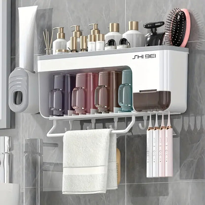 Toilet Toothbrush Holder Mouthwash Cup Storage Box With Hook