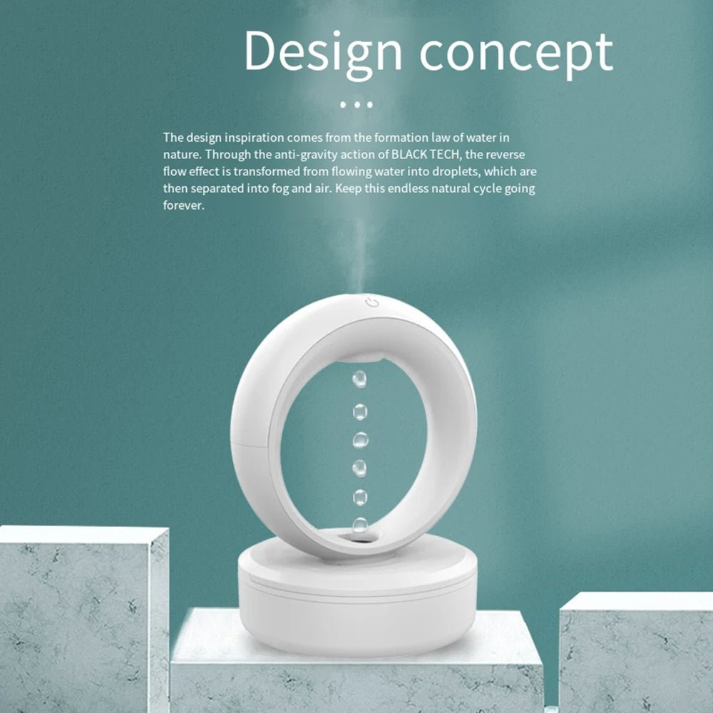 Anti-gravity Air Humidifier - 680ML Water Drop Aroma Diffuser Essential Oil