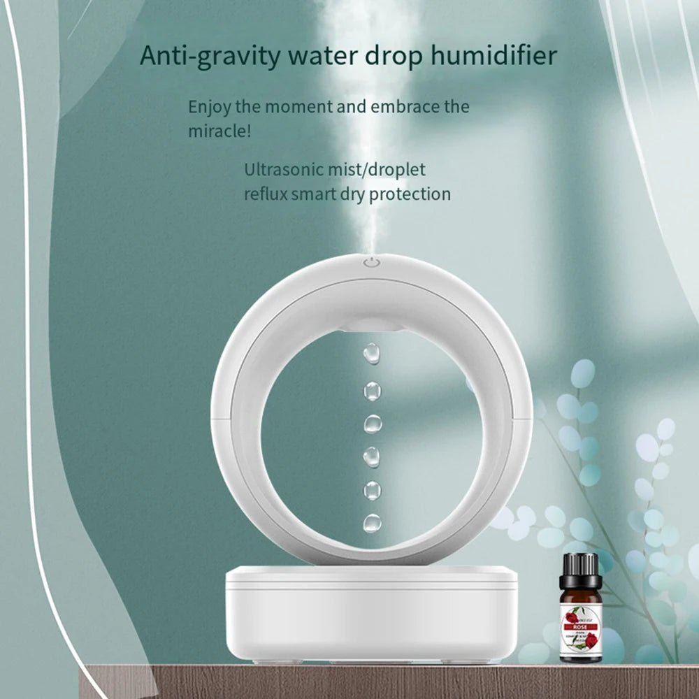 Anti-gravity Air Humidifier - 680ML Water Drop Aroma Diffuser Essential Oil