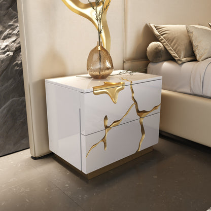 Modern Beige + White + Gold Bedroom Set