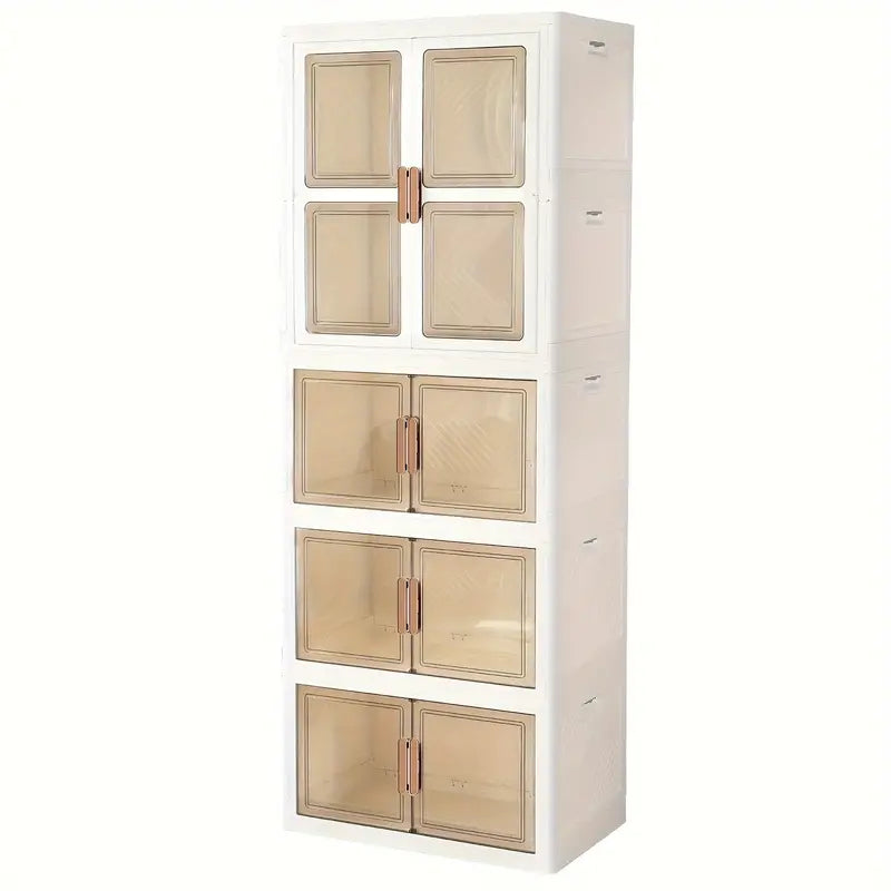 Wardrobe with Hanging Rod Folding Toddler Dresser with Double Doors