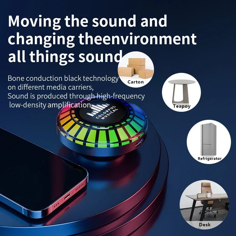 Bone Conduction Bluetooth Speaker - 24 Color Rhythm Light Portable Mini Speaker
