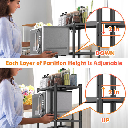 Heavy Duty Bakers Rack 4-Tier Free Standing Kitchen Storage Shelf Rack