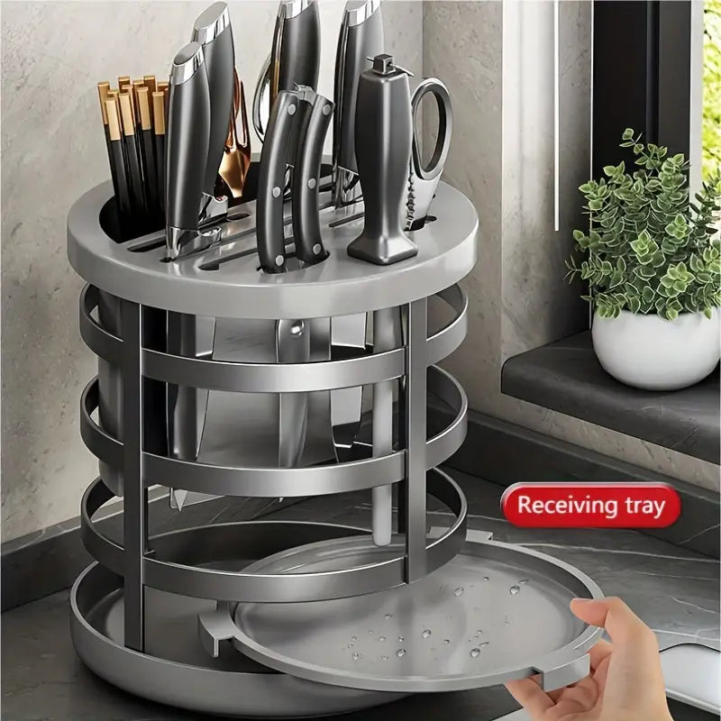 Rotating Knife Rack Stainless Steel Storage Rack