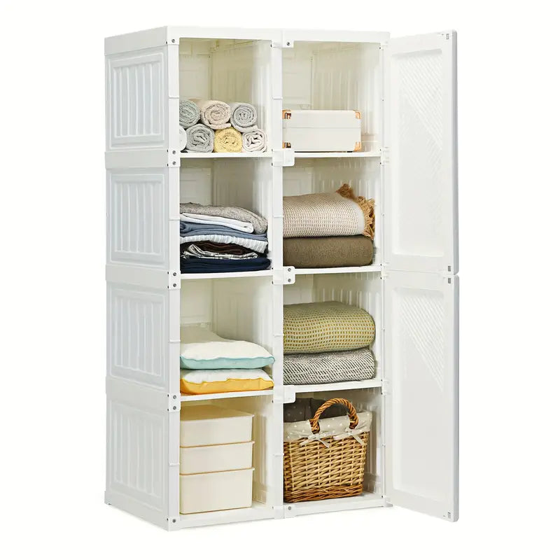 Modular Portable Closet Organizer With 8 Cubbies And 6 Doors