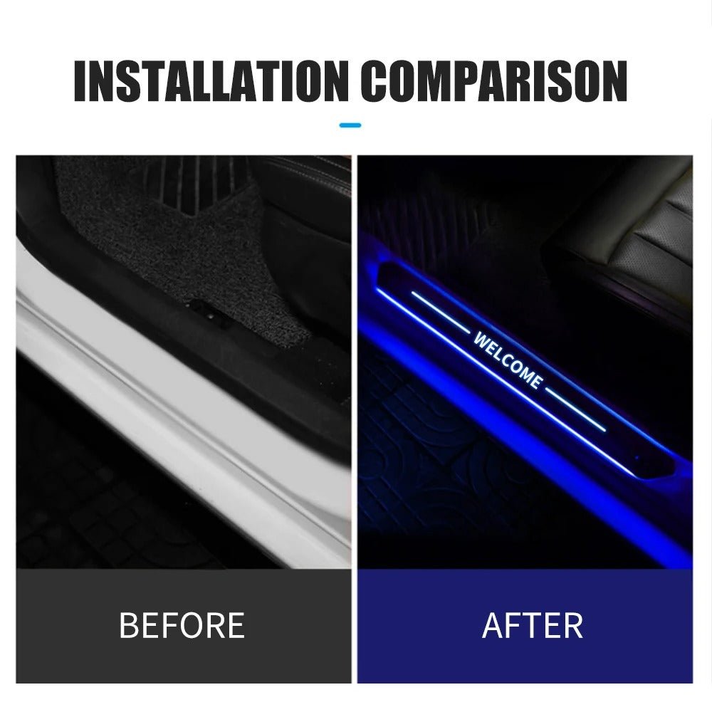 Customized Dynamic LED Welcome Pedal Car Scuff Plate - Pedal Threshold Door Sill Pathway Light, USB Power