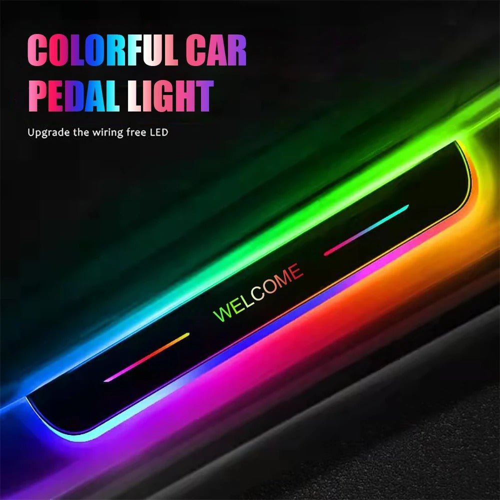Customized Dynamic LED Welcome Pedal Car Scuff Plate - Pedal Threshold Door Sill Pathway Light, USB Power