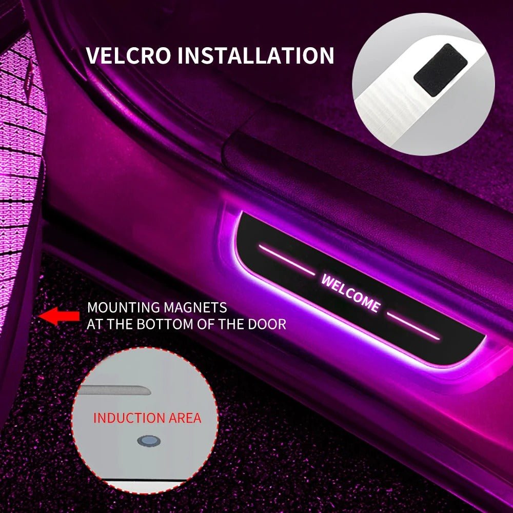 Customized Dynamic LED Welcome Pedal Car Scuff Plate - Pedal Threshold Door Sill Pathway Light, USB Power