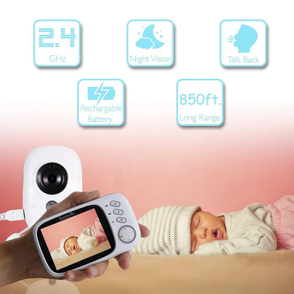 Digital Baby Care Device - Baby Monitor 2.4G Wireless with 3.2 Inches LCD, 2 Way Audio Talk Night Vision Surveillance Security Camera