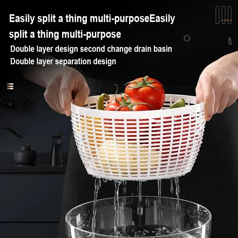 Electric Salad Spinner - Lettuce spinner w/ Plastic Squeeze bottle, Fruit Washer Spinner Dryer w/ Bowl & Colander, Large Salad Dryer Mixer for Vegetables, Herbs, Berries