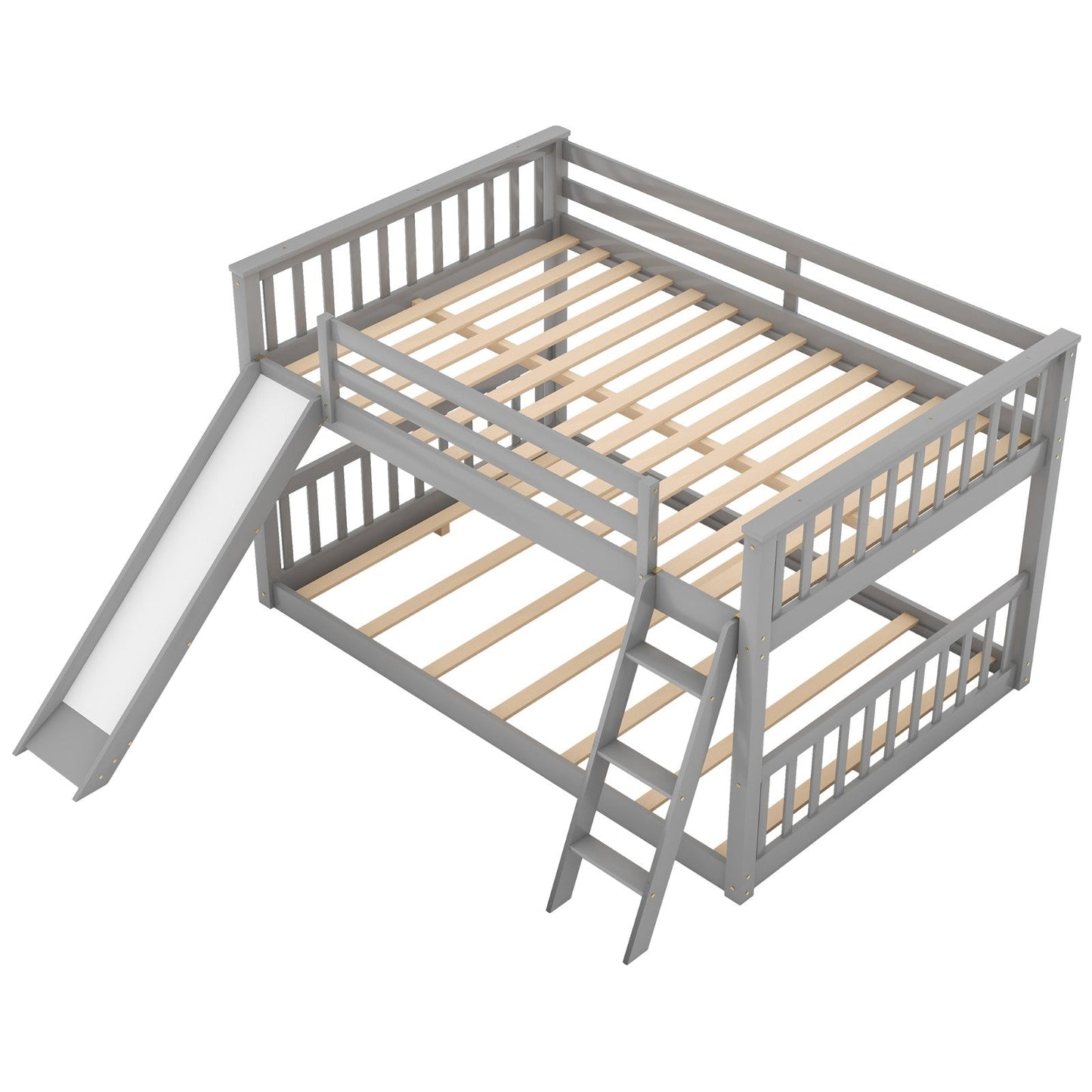 Full over Full Bunk Bed with Convertible Slide and Ladder