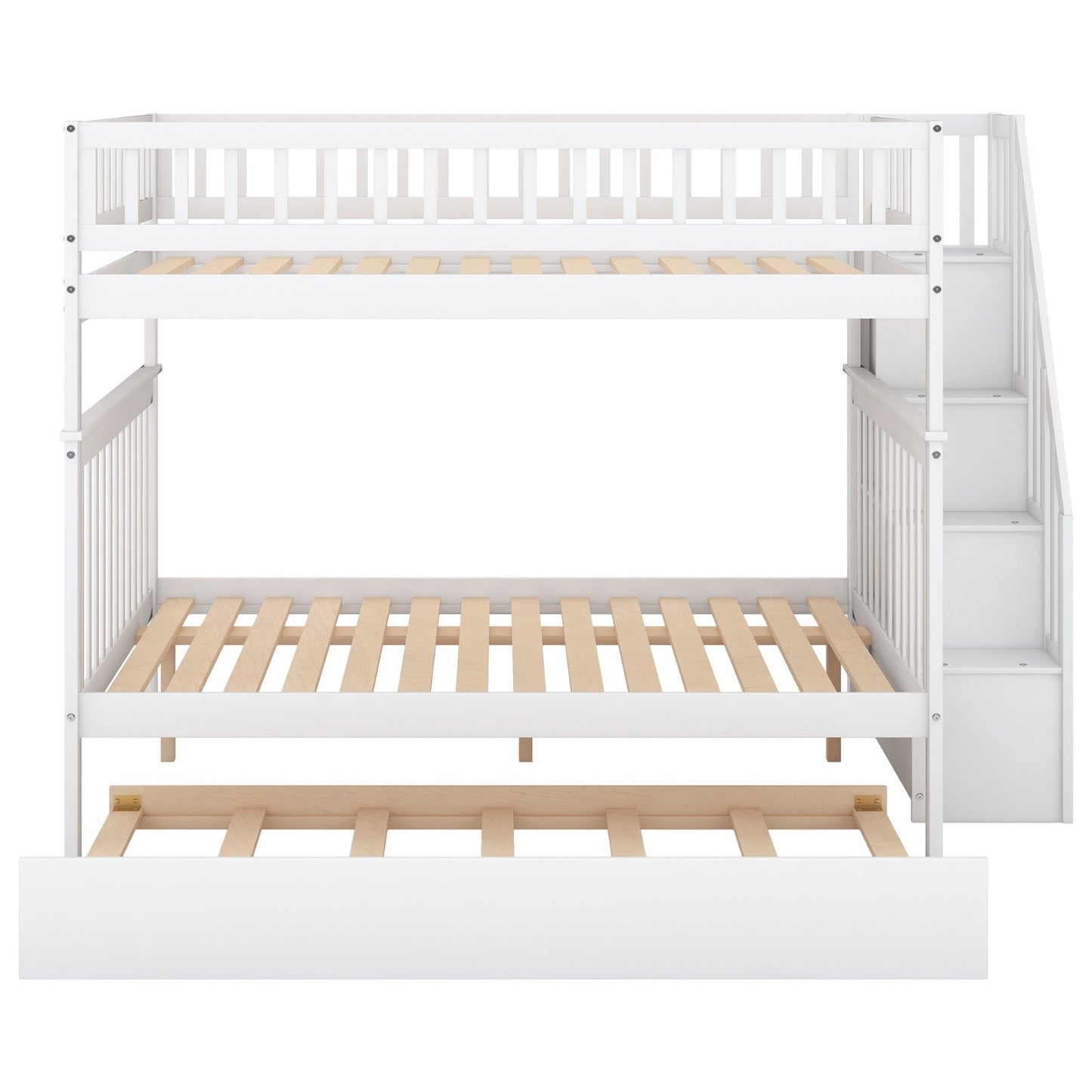 Full-Over-Full Bunk Bed with Trundle and Staircase