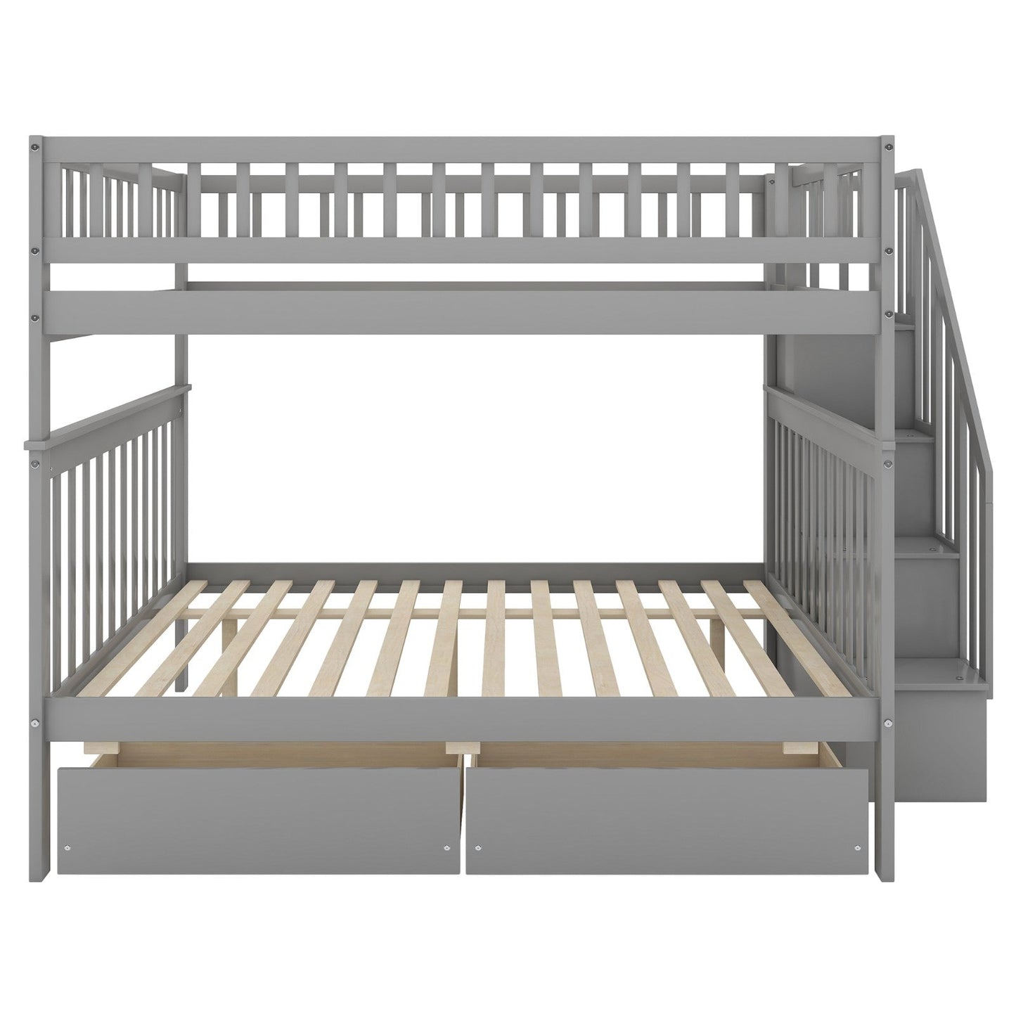 Full - over - Full Bunk Bed with Two Drawers and Storage - Gear Elevation