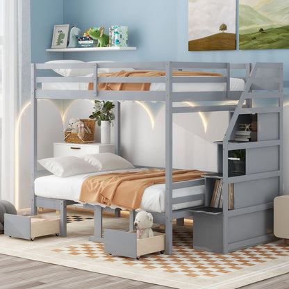 Full over Full Size Bunk with Staircase, the Down Bed can be Convertible to Seats and Table Set