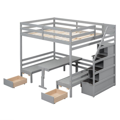 Full over Full Size Bunk with Staircase, the Down Bed can be Convertible to Seats and Table Set