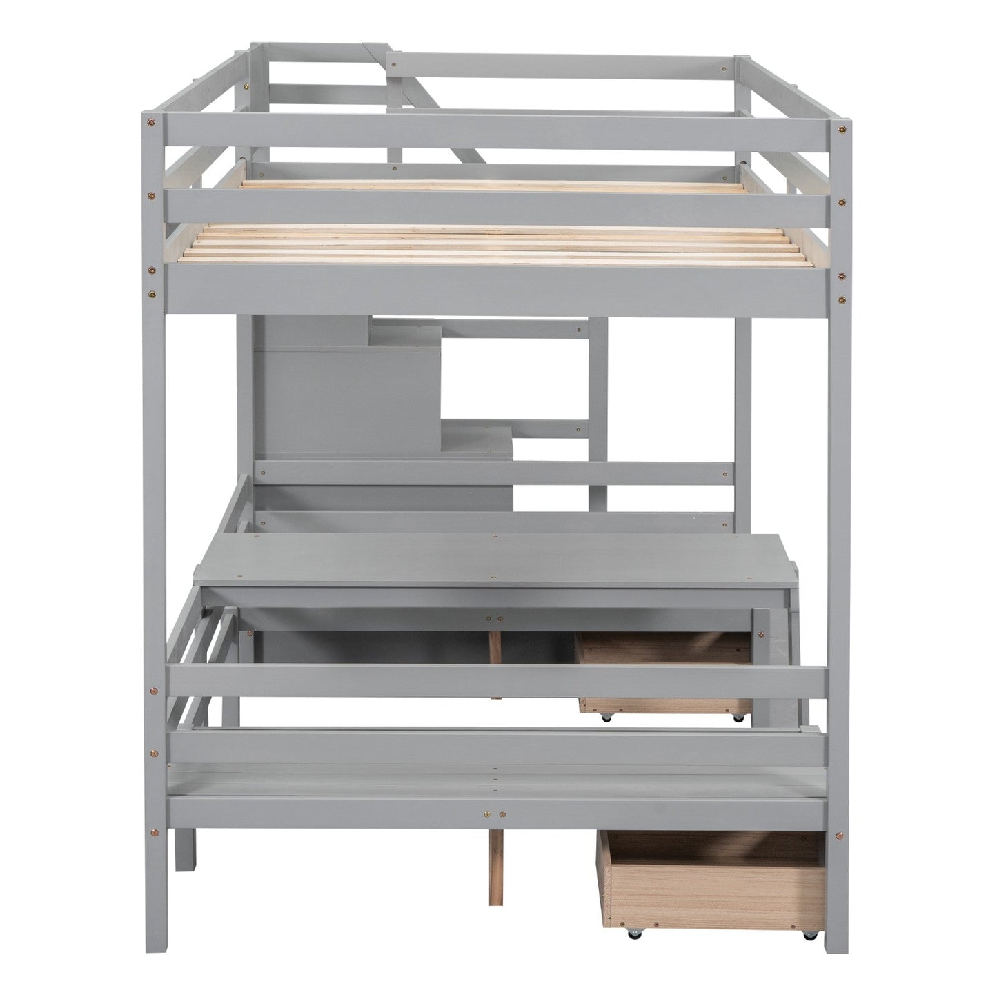 Full over Full Size Bunk with Staircase, the Down Bed can be Convertible to Seats and Table Set