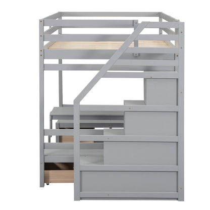 Full over Full Size Bunk with Staircase, the Down Bed can be Convertible to Seats and Table Set