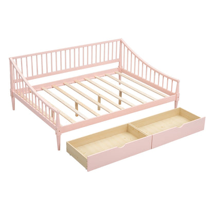 Full-Size Daybed with Two Storage Drawers and Support Legs